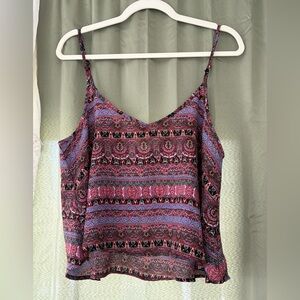 Ambiance Criss Cross Back Cropped Cami Blouse Top Boho Boxy Flowy Beach Vacation